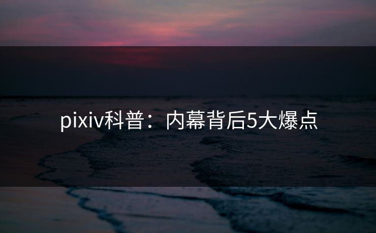 pixiv科普:内幕背后5大爆点 pixiv科普:内幕背后5大爆点