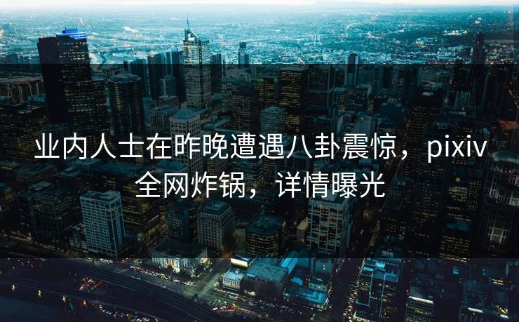 业内人士在昨晚遭遇八卦震惊，pixiv全网炸锅，详情曝光